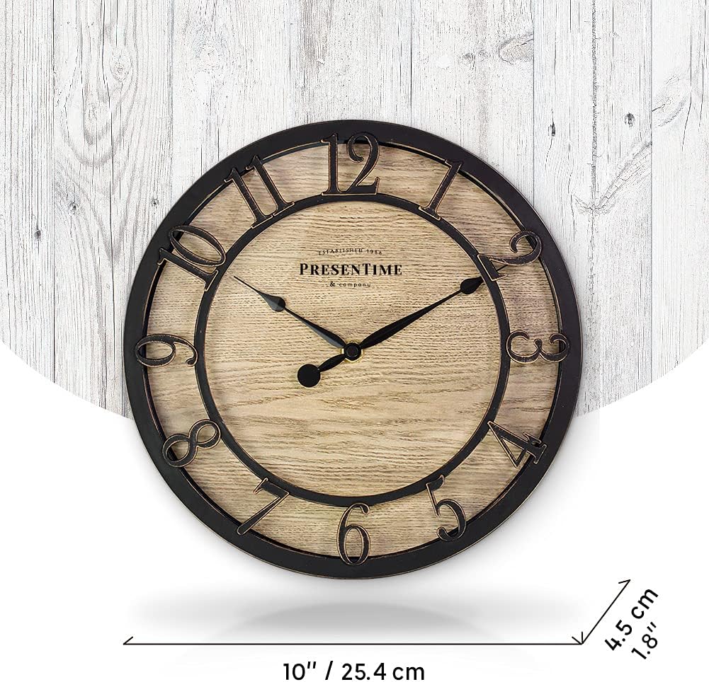 Vintage Farmhouse Gold Wall Clock — 10" - View 4