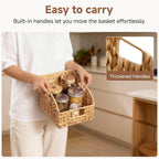 Handwoven Boho Beige Storage Basket — 10" - View 3