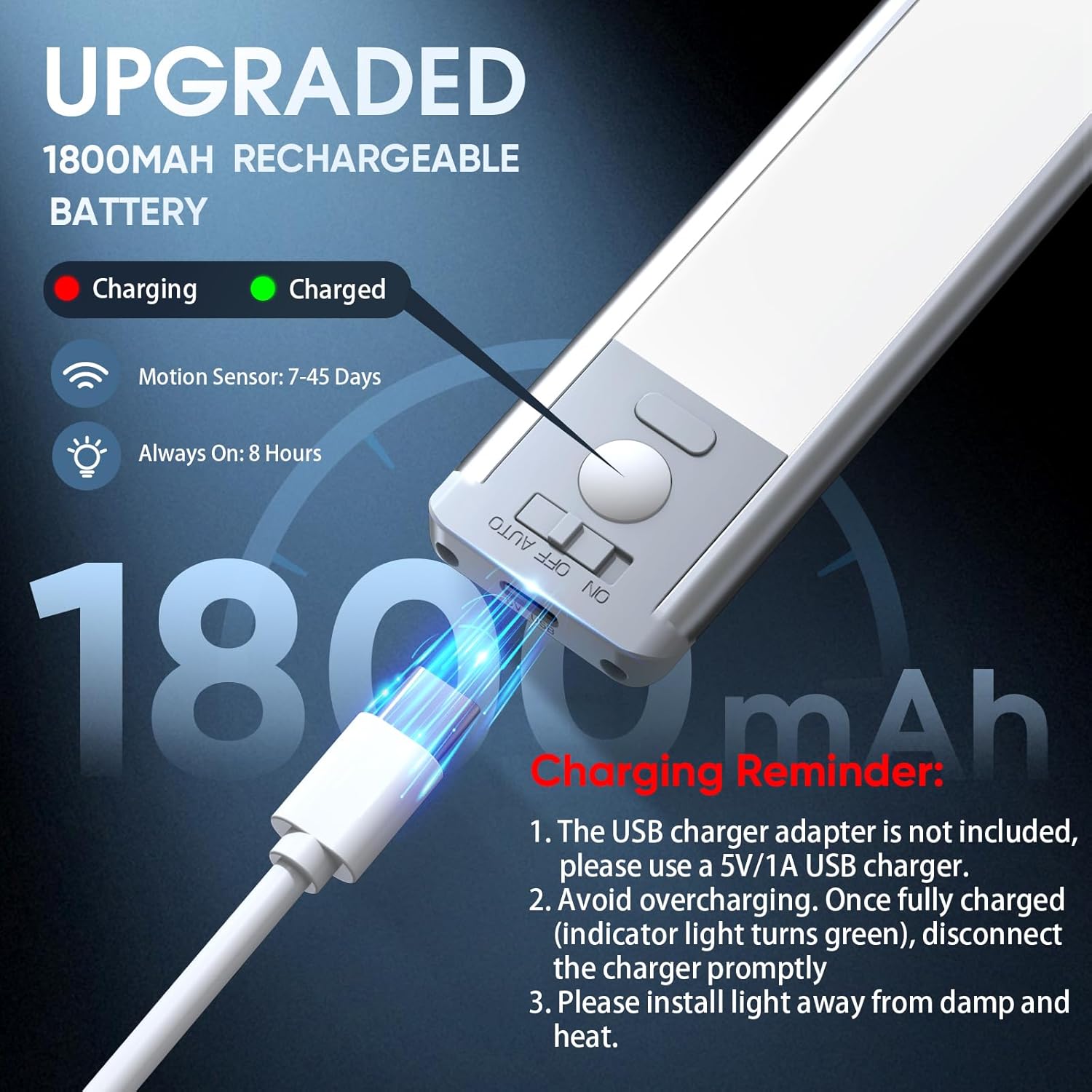 Rechargeable White Table Lamp — 10" - View 5