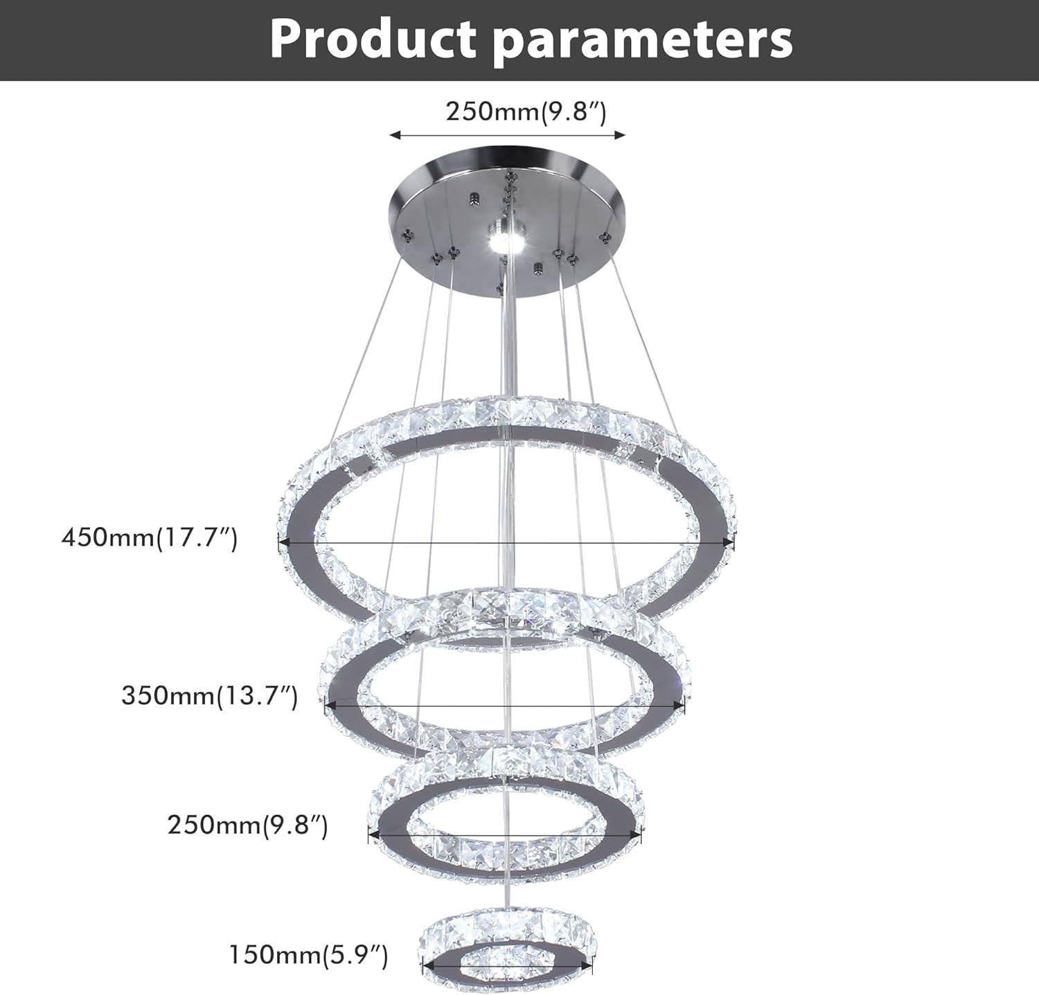 Adjustable Luxe White Chandelier - View 5