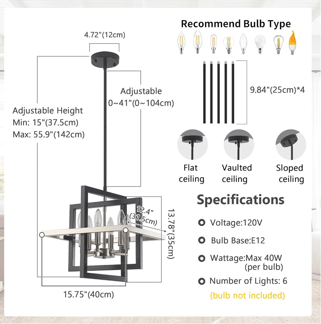 Modern Black Chandelier - View 2
