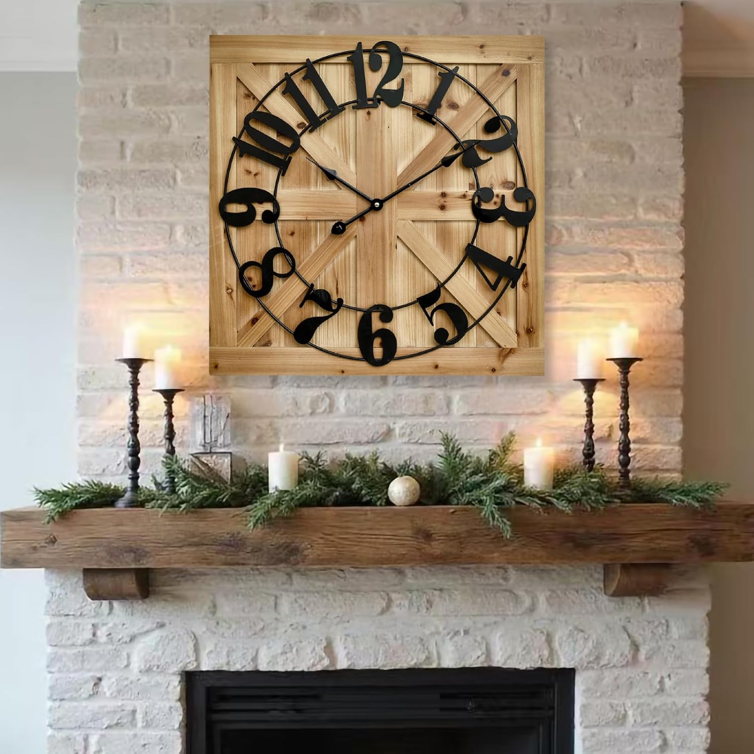 Farmhouse Brown Wall Clock — 24" — Brown