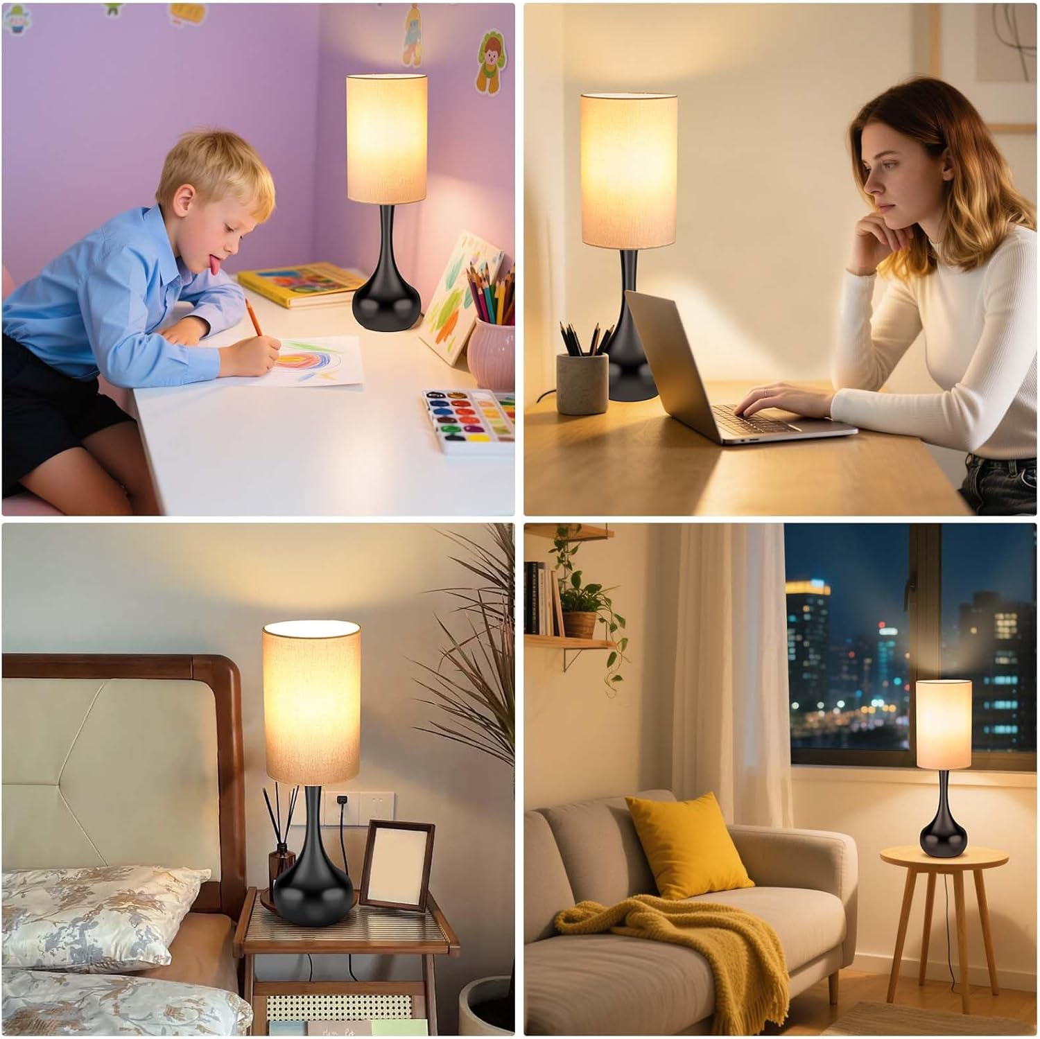 Dimmable Farmhouse Metal Bedside Lamp - View 6