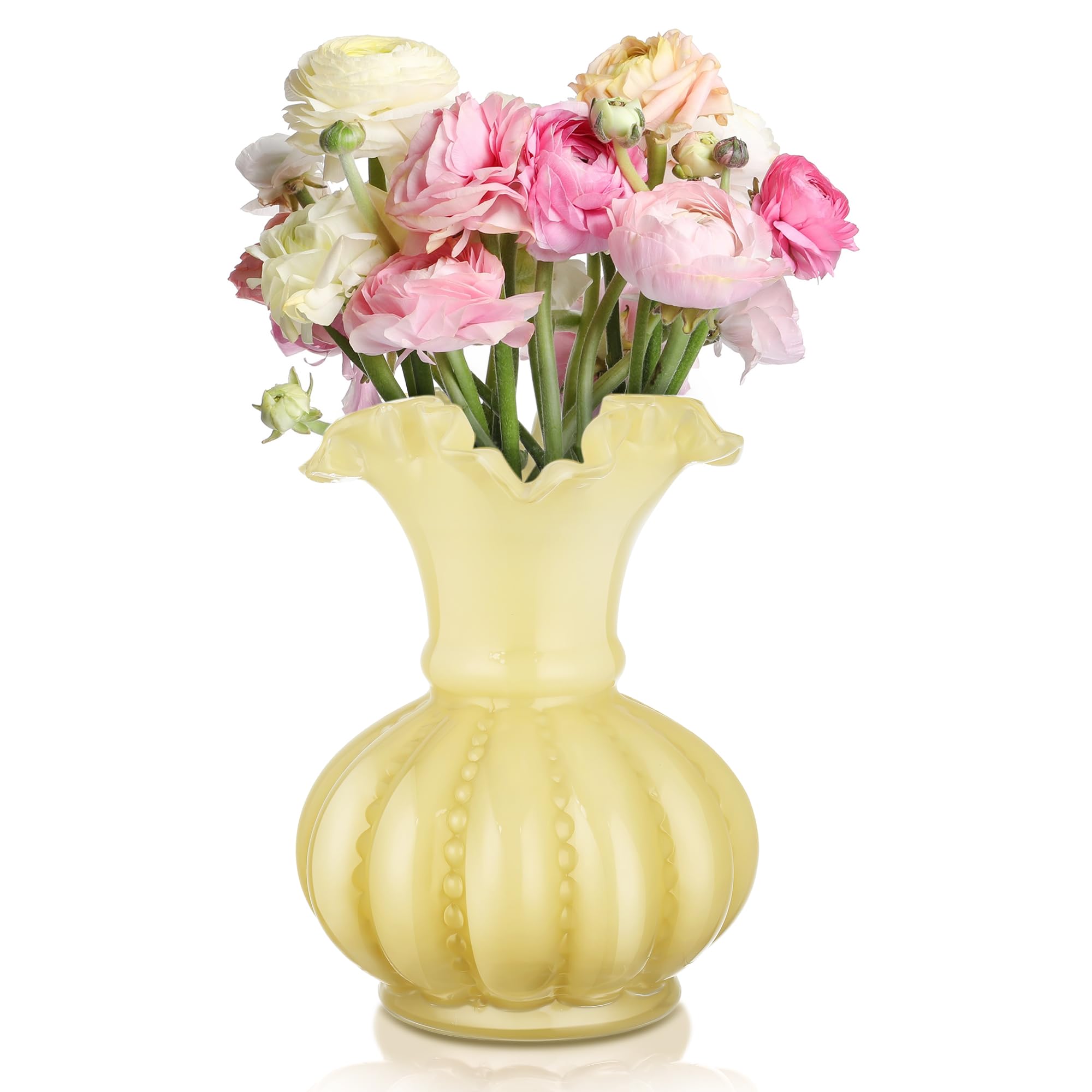 Vintage Farmhouse Green Flower Vase — 7.9"