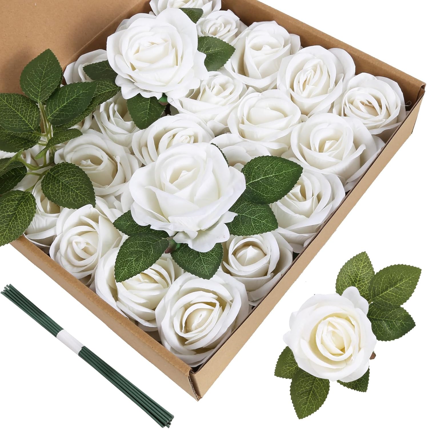 Velvet Luxe Black Artificial Flowers — White