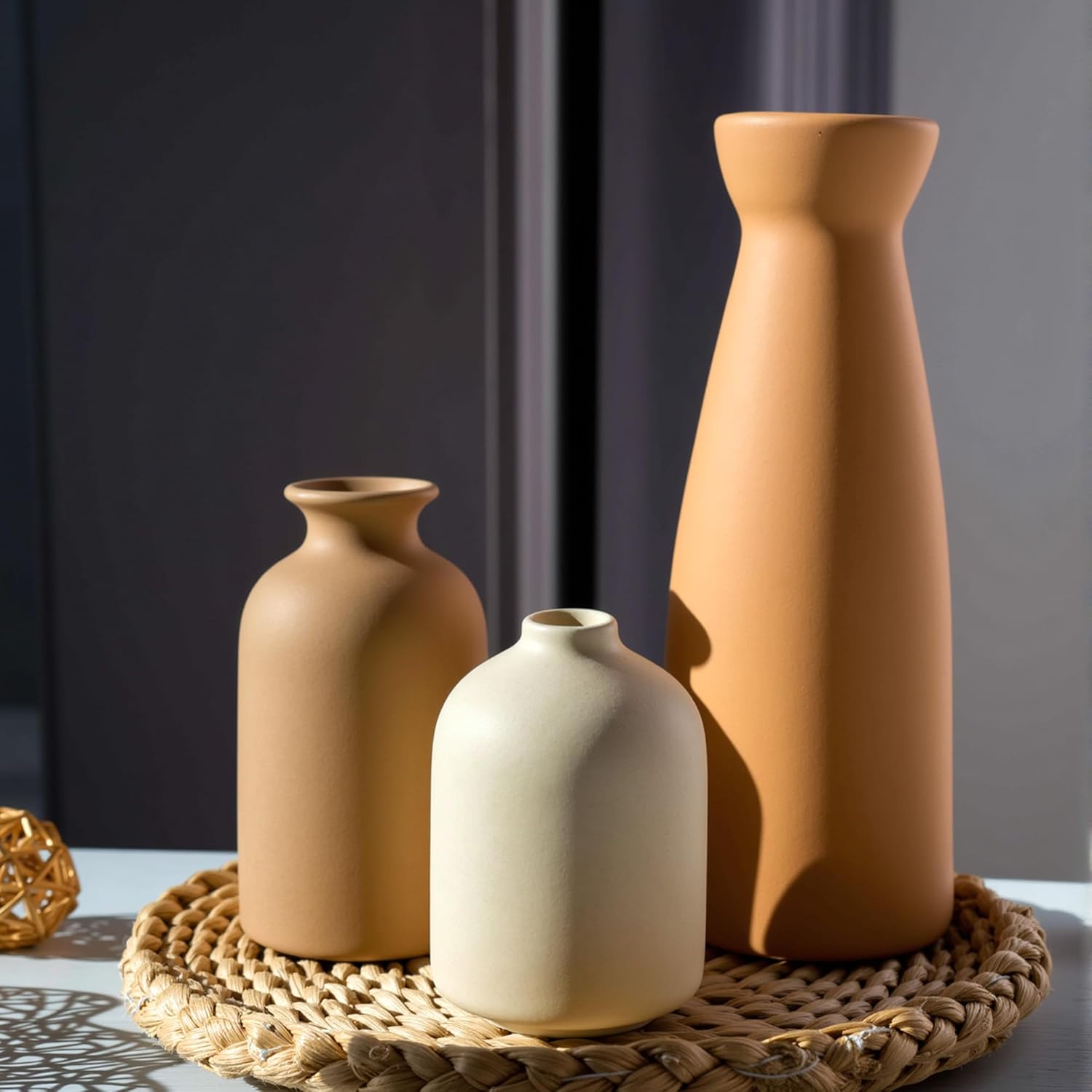 Boho Beige Vase Set — Set of 3 - View 5