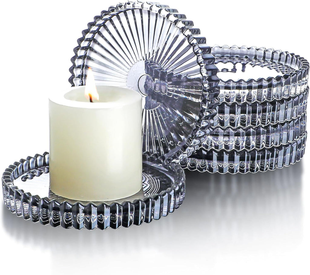 Round Luxe Black Pillar Candle — 4" — Black
