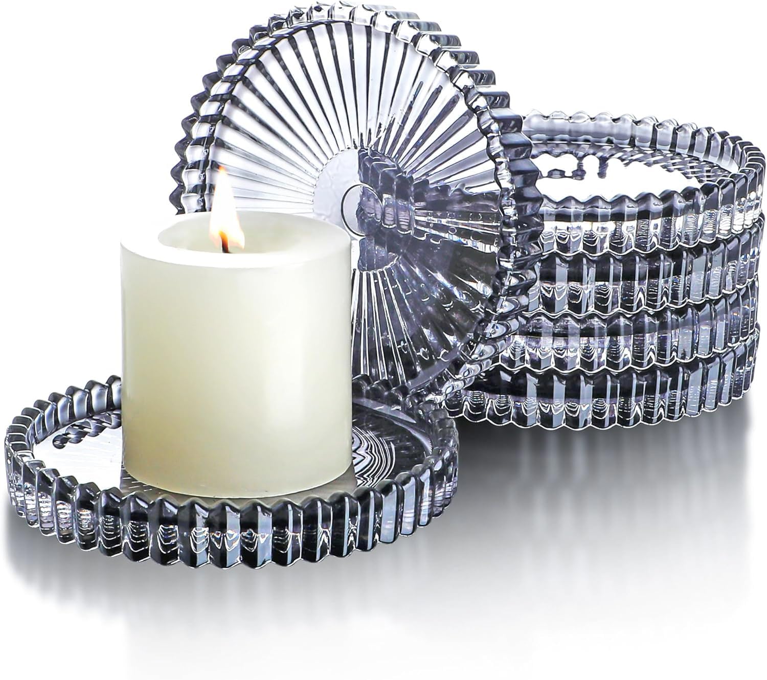 Round Luxe Black Pillar Candle — 4" — Black