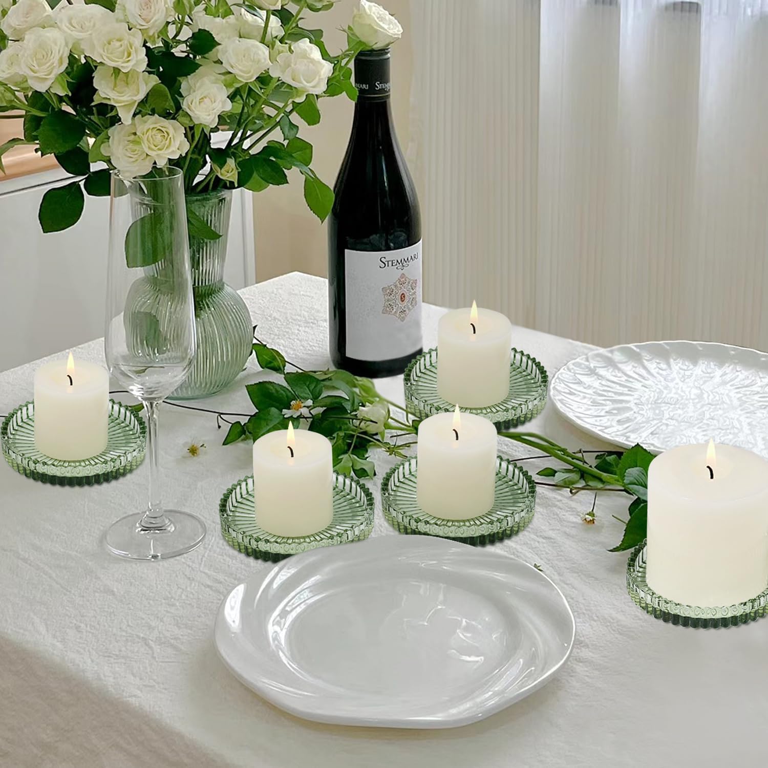 Round Blue Pillar Candle — 8" - View 5