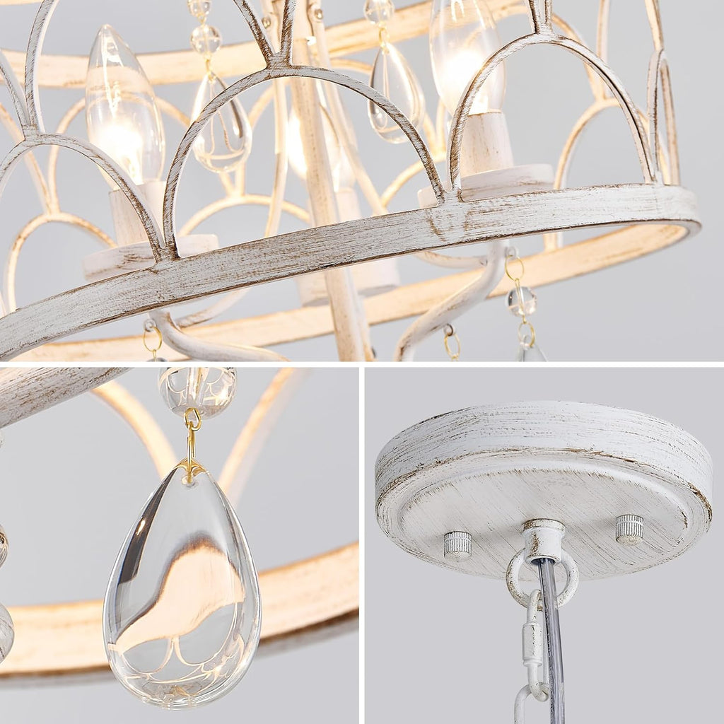 Round Farmhouse Gold Chandelier — 3-Light - View 7