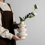 Round Boho White Flower Vase - View 2