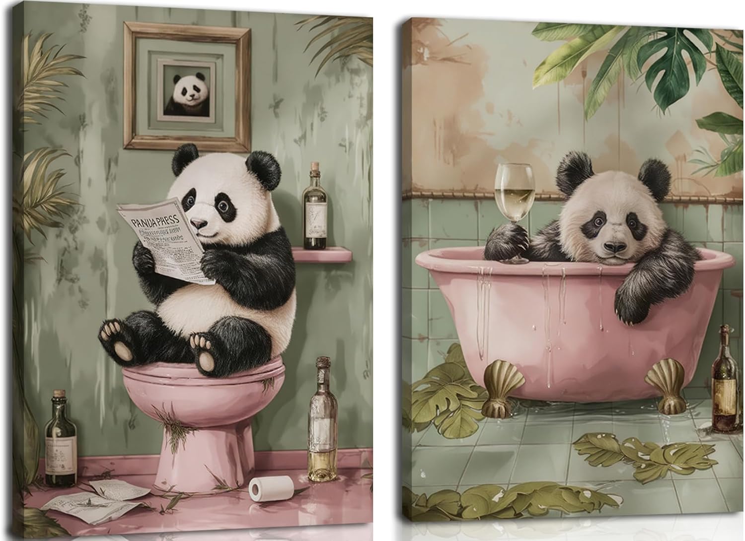 Framed Black Wall Decor — 16" — Panda