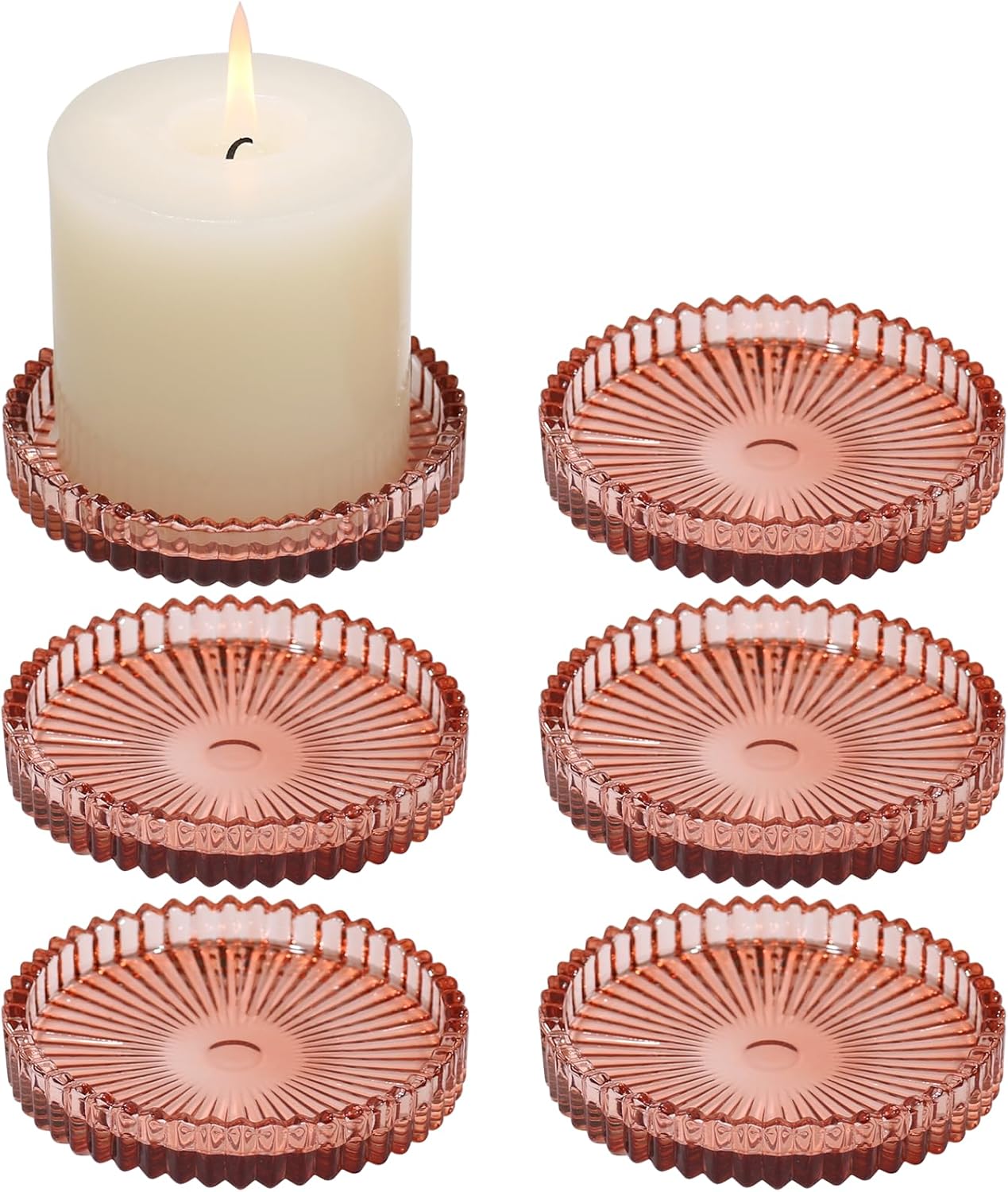 Blue Pillar Candle — 4" — Reddishbrown