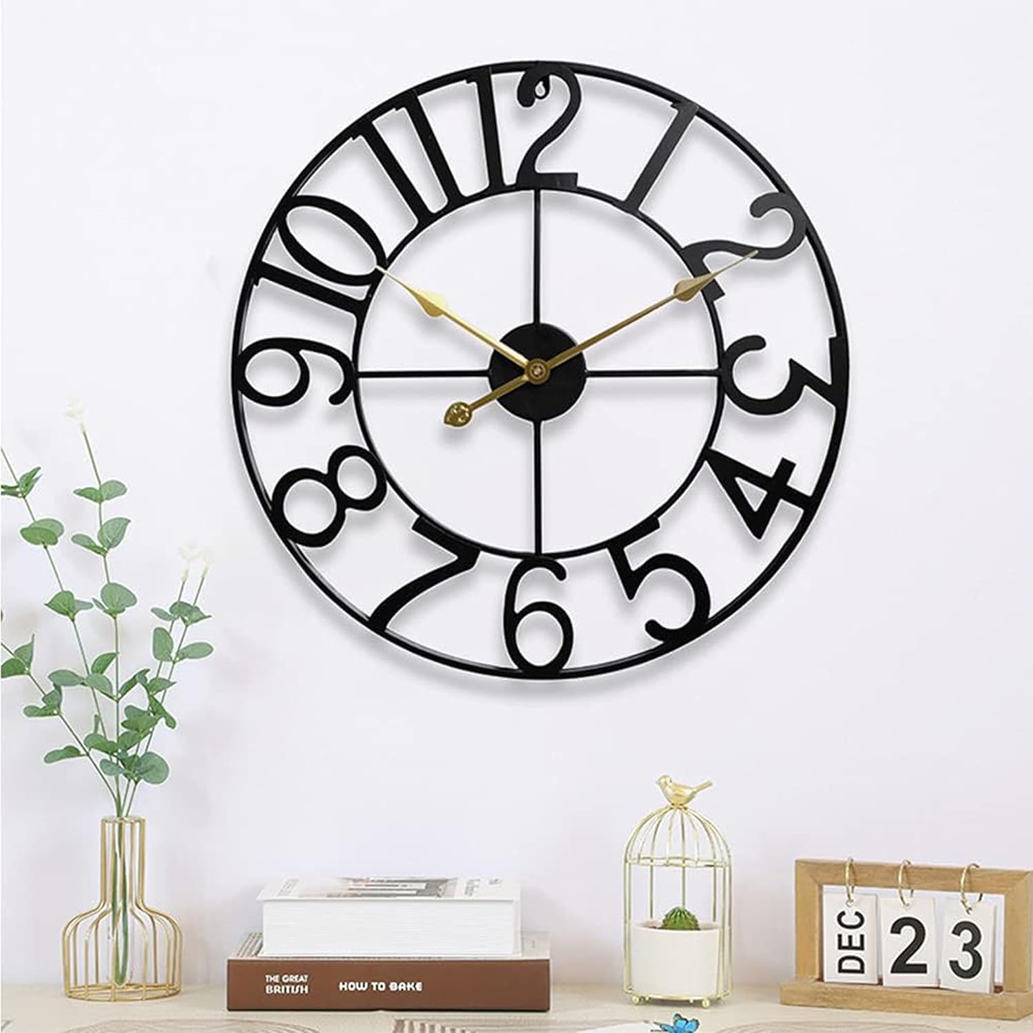 Oversized Farmhouse Black Clock — 30" — Black-arabic