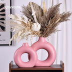 Round Farmhouse Ceramic Flower Vase — Set of 2 - View 6