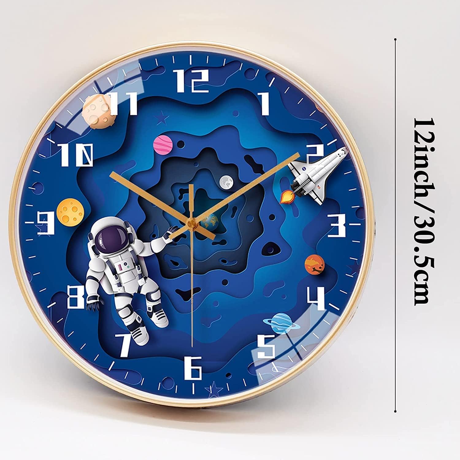 Battery Operated Blue Wall Clock — 12" - View 4