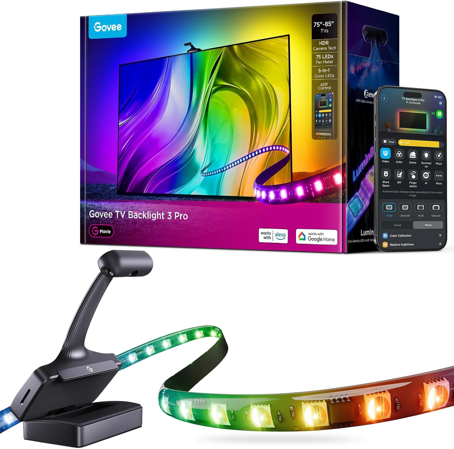 Smart Metal LED Strip Lights — 75" — 16.4FT for 75''-85'' TV