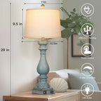 Dimmable Mid-Century Beige Nightstand Lamp — 27.5" - View 5