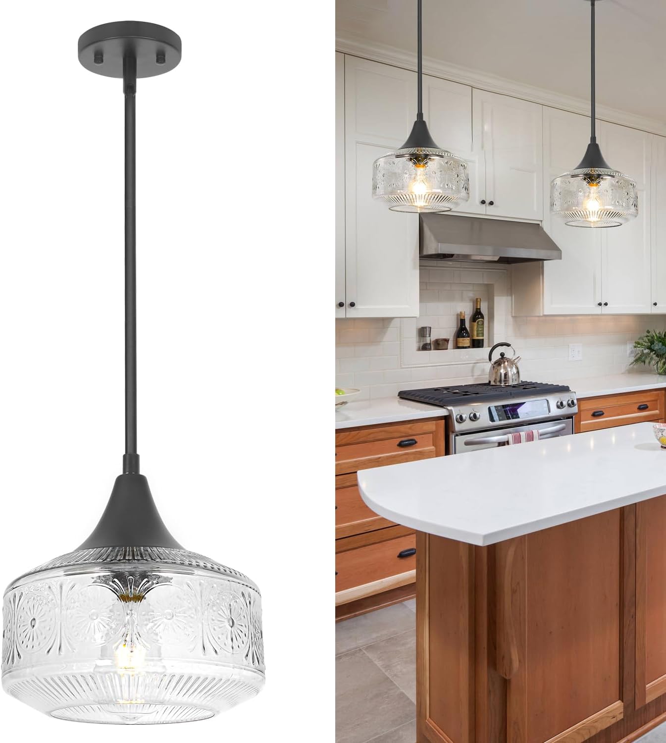 Adjustable Luxe Black Pendant Light — 9.25in
