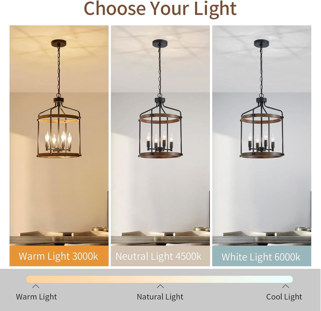 Farmhouse Black Chandelier — 4-Light - View 3