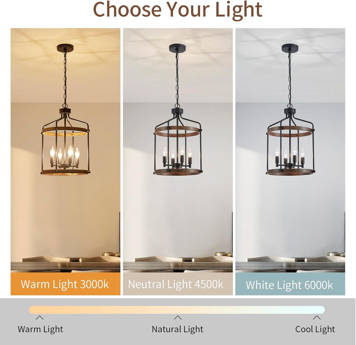 Farmhouse Black Chandelier — 4-Light - View 3