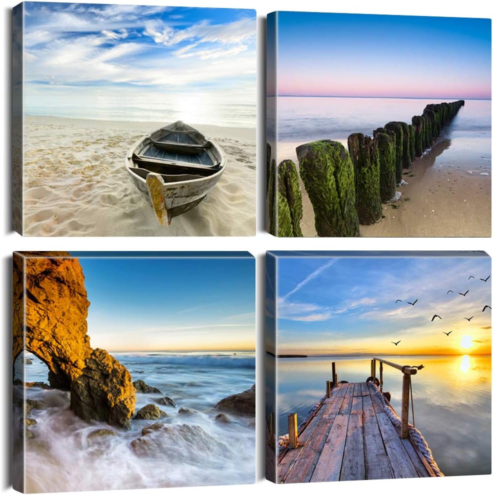 Framed Modern Beige Wall Art — 12" — The Beach
