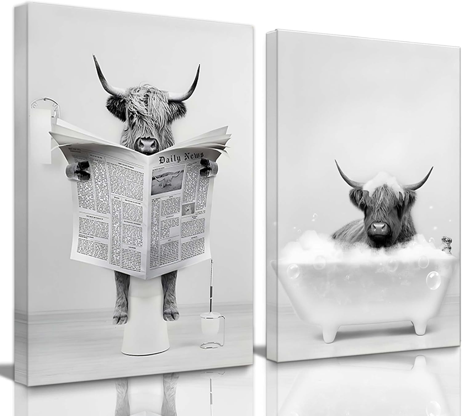 Framed Modern Wood Wall Art — 12" — cow wall art