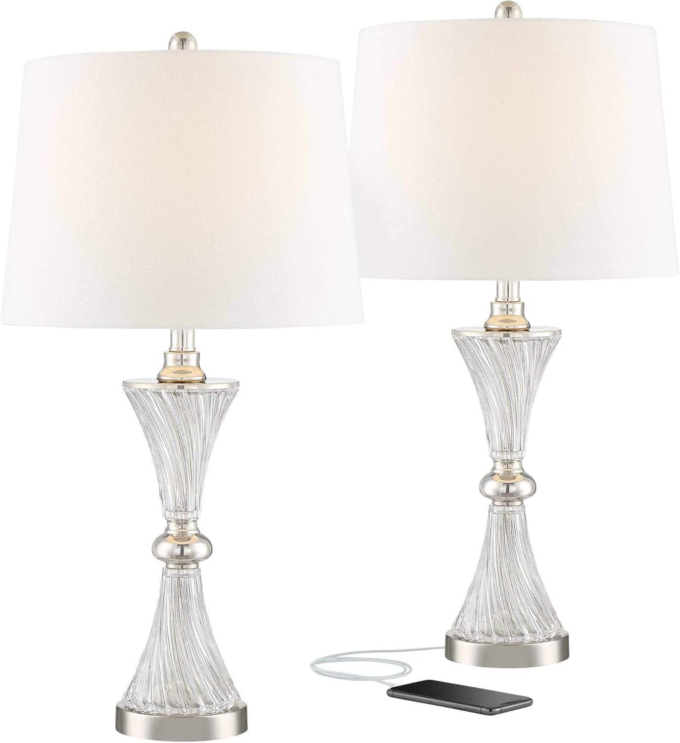 USB Charging Modern Black Table Lamp — 25.5" - View 2