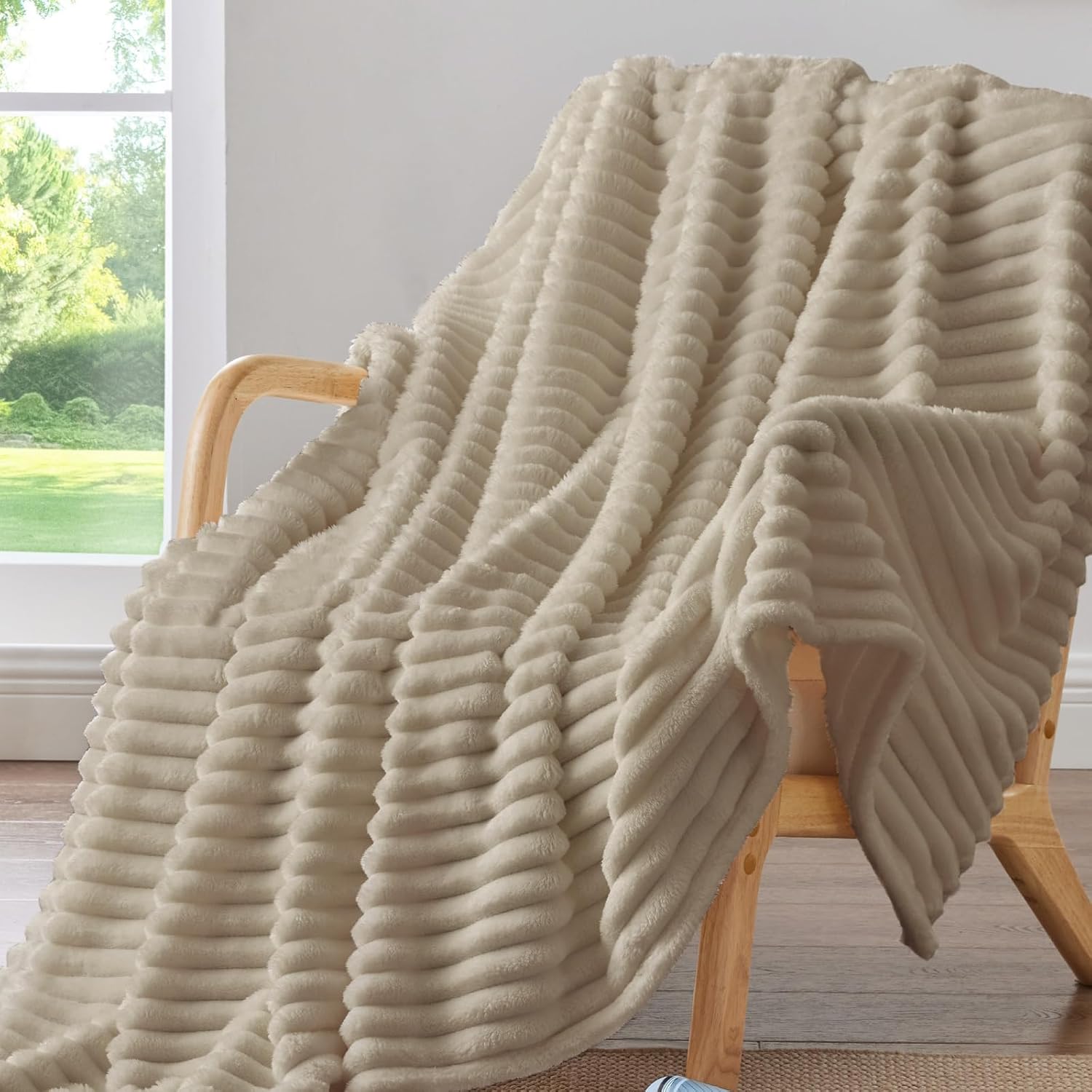 Beige Throw Pillow — 50" — Linen