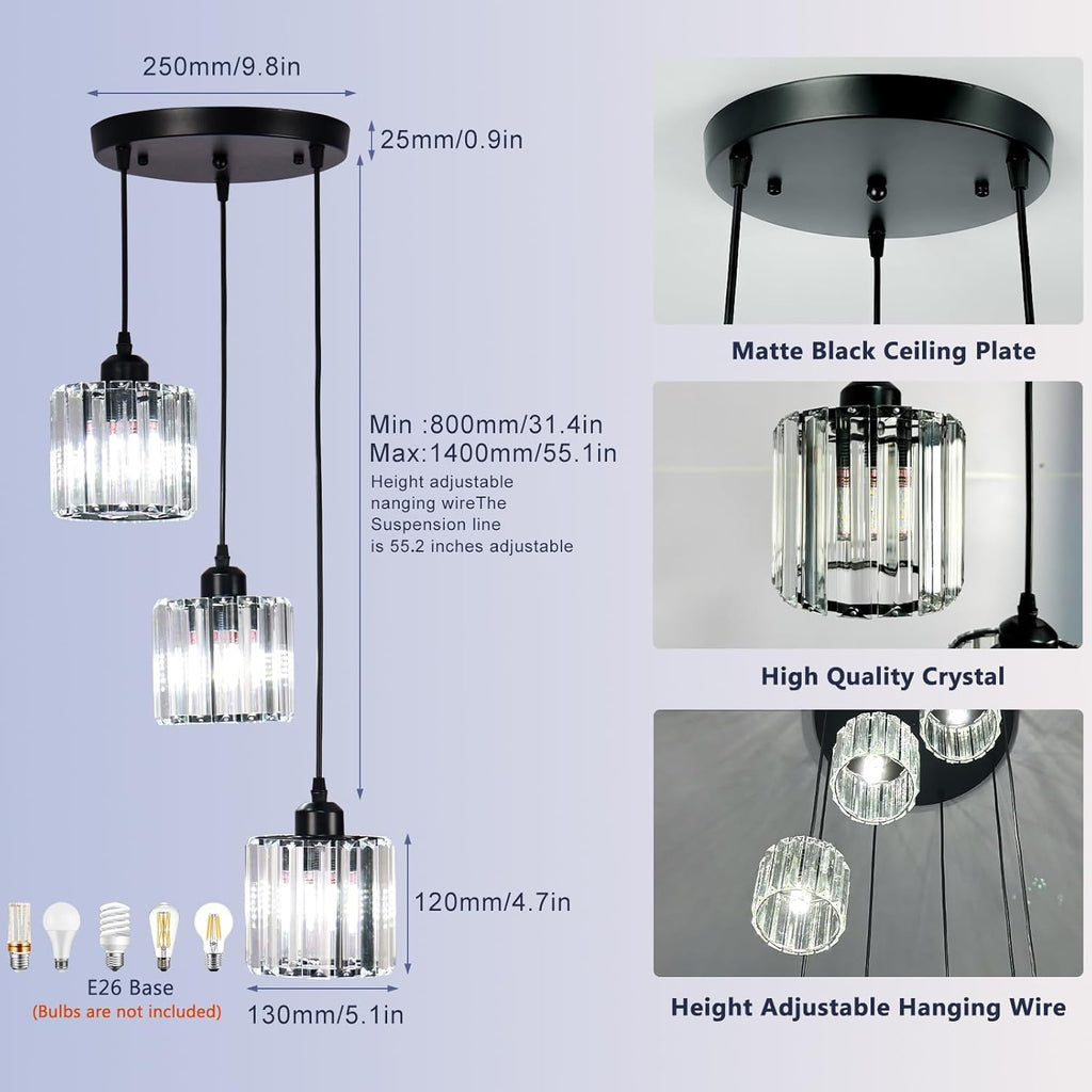 Adjustable Luxe Black Chandelier - View 3