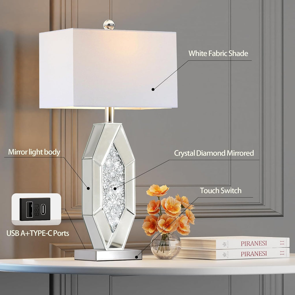 Dimmable Modern Silver Table Lamp — Set of 2 - View 4