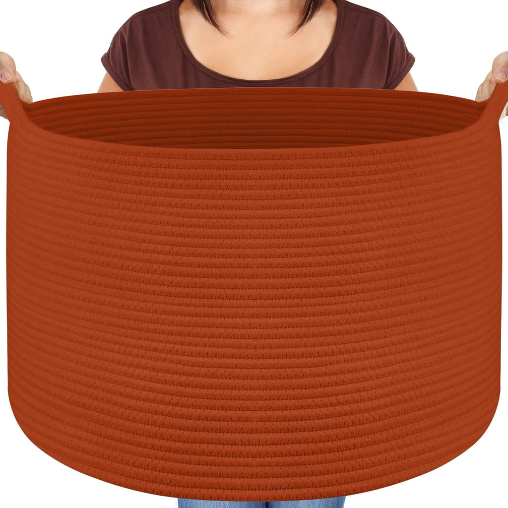 Boho Blue Throw Pillow — 22" — Burnt Orange