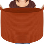 Boho Blue Throw Pillow — 22" — Burnt Orange