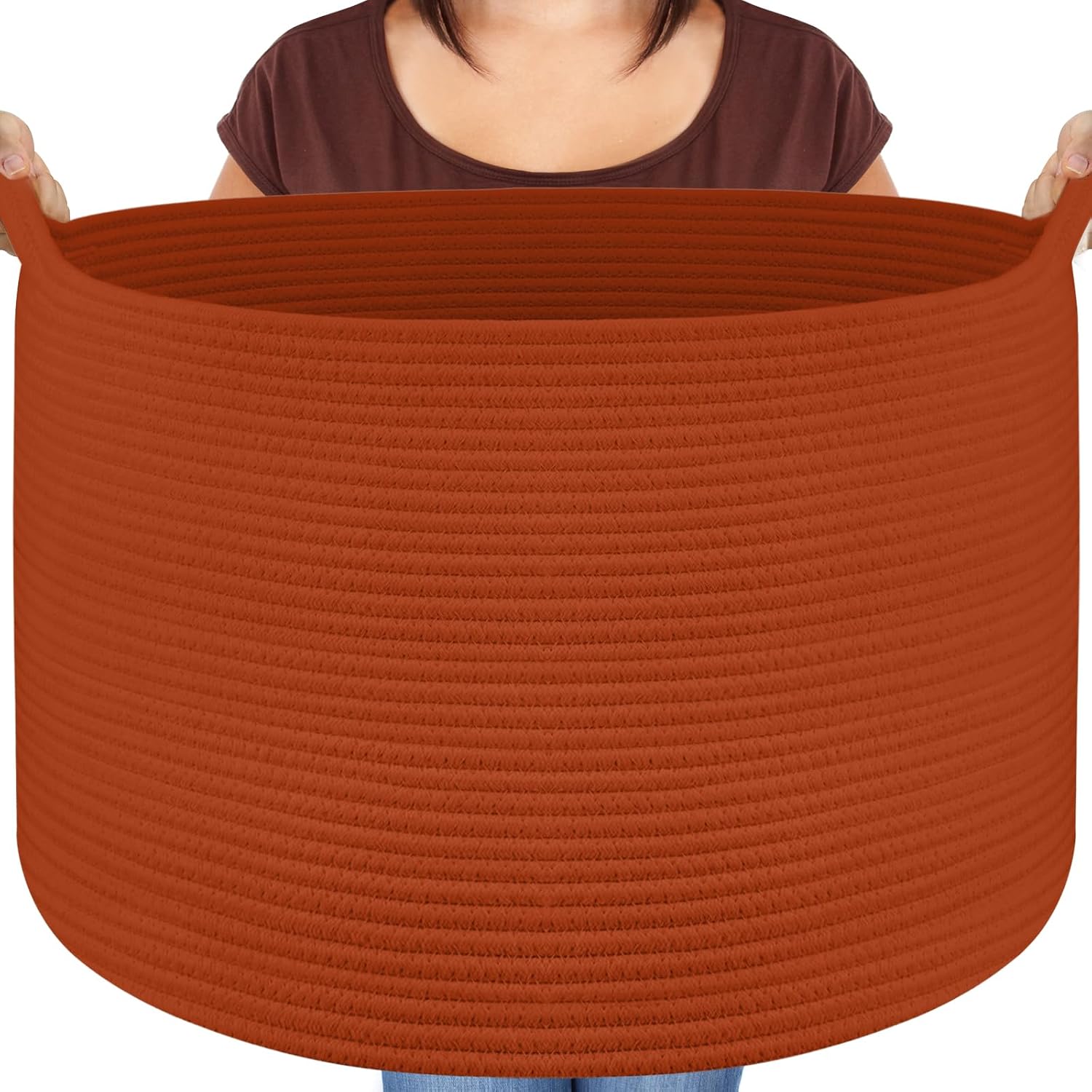 Boho Blue Throw Pillow — 22" — Burnt Orange