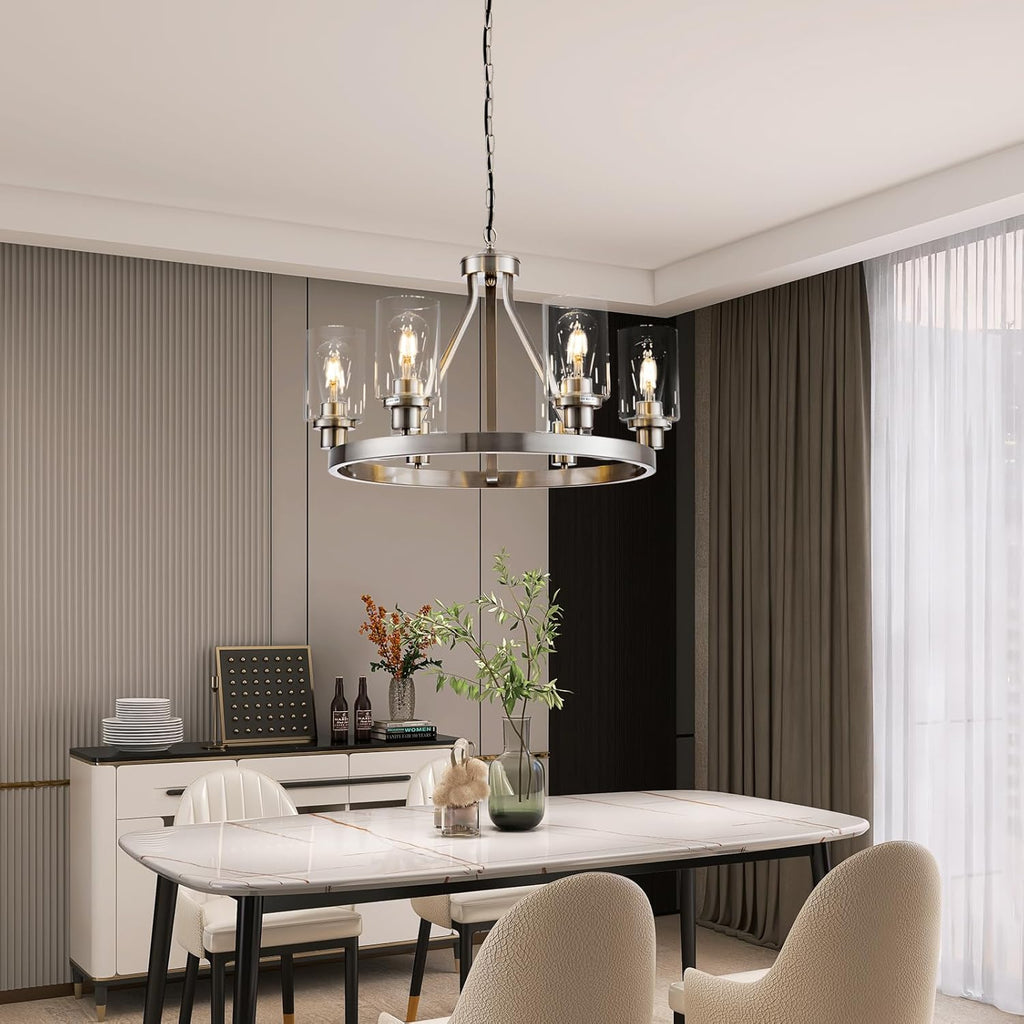 Adjustable Modern Black Chandelier — 6-Light - View 3