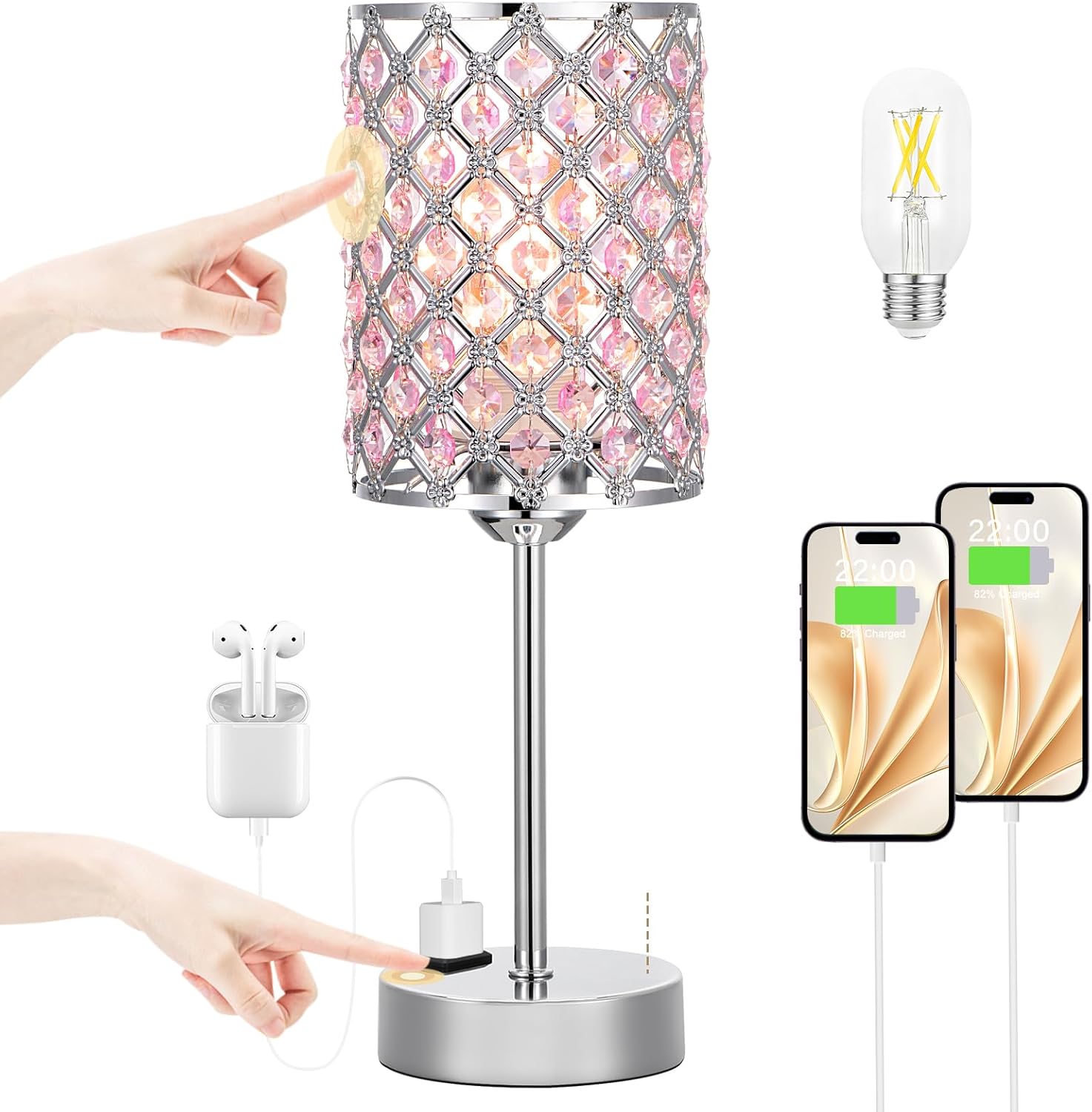Dimmable Luxe Blue Desk Lamp — Pink