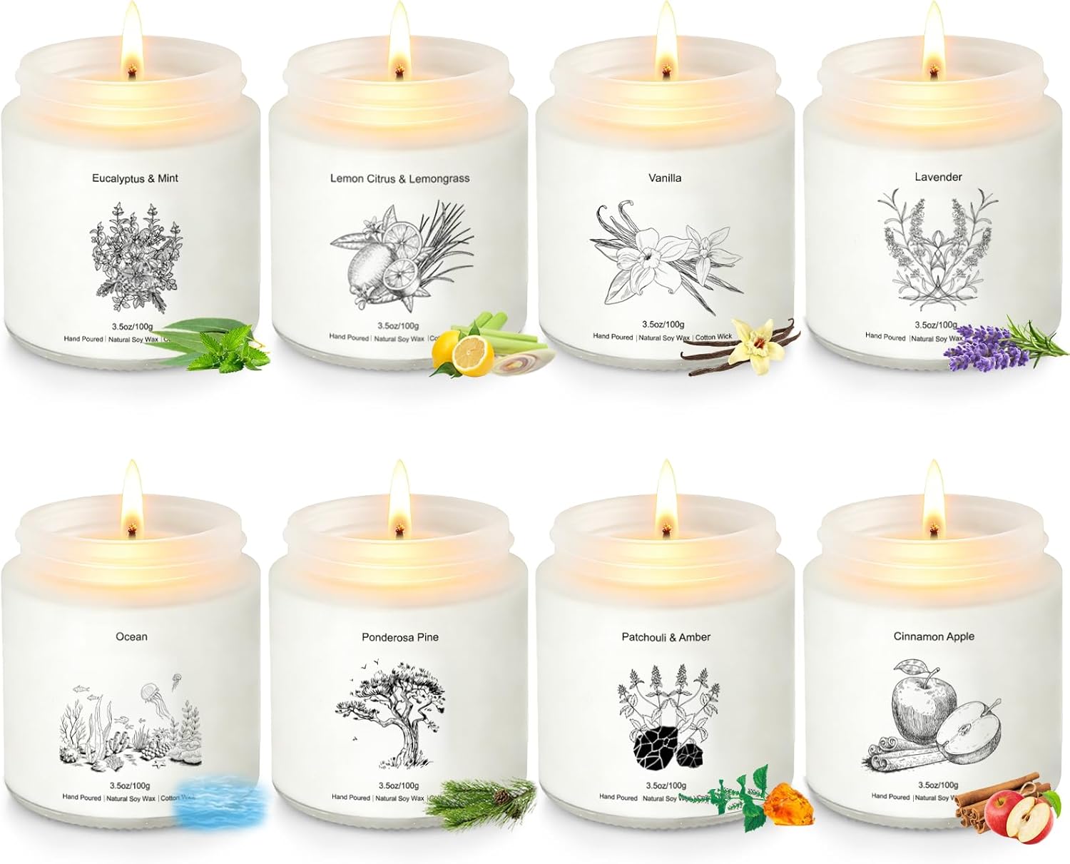 Soy Wax Wax Scented Candle — 8 Pack Candles Set