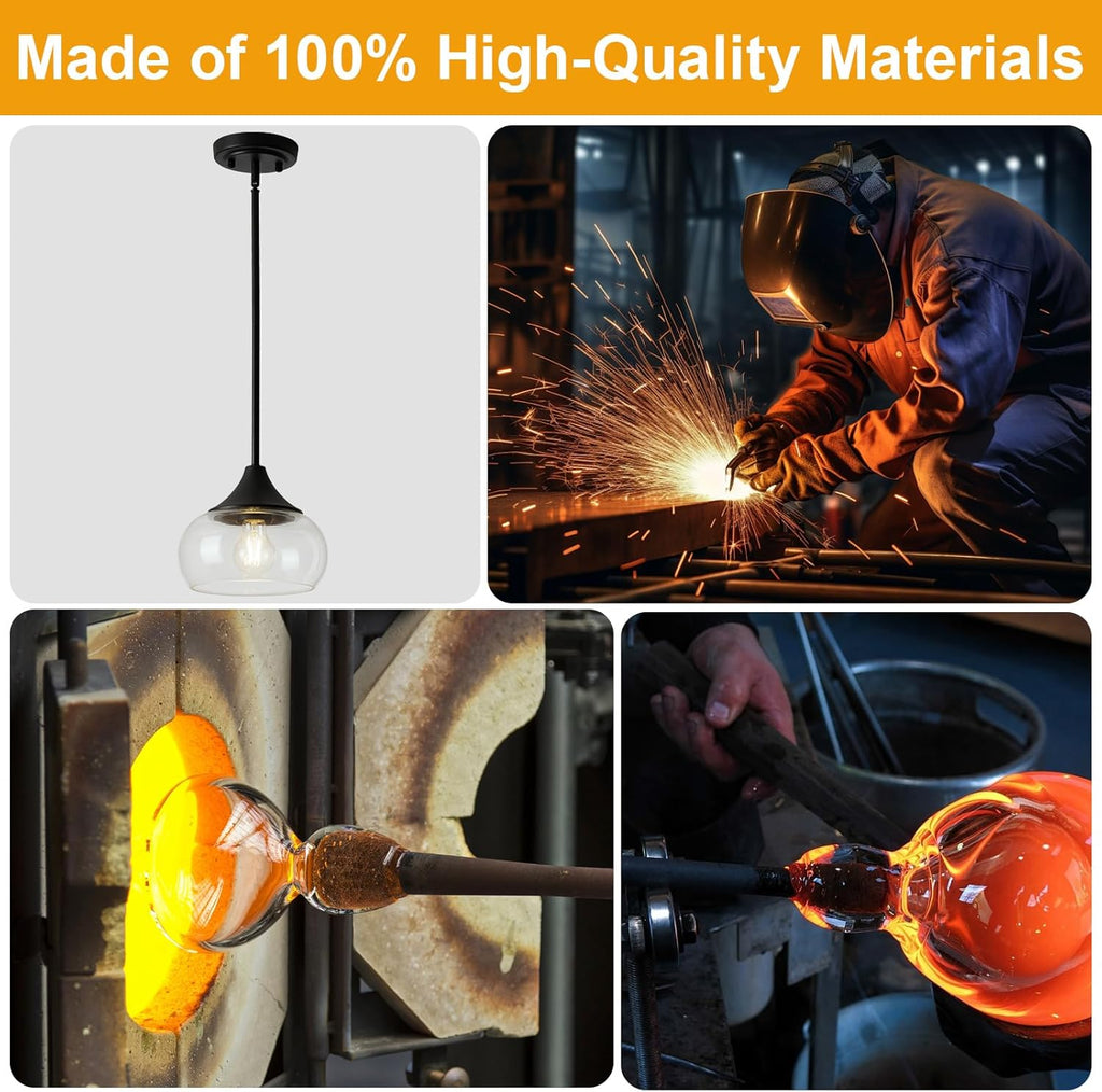 Modern Black Pendant Light — 8.5" - View 2
