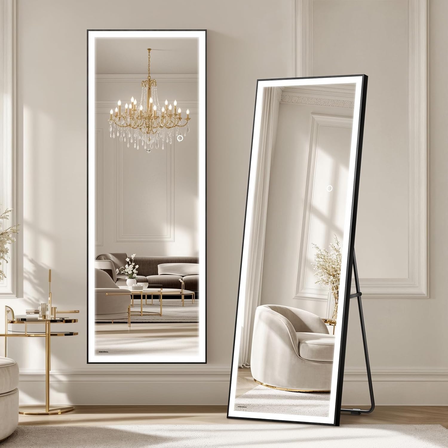 Adjustable Black Vanity Mirror — 56" — Frame-led-black