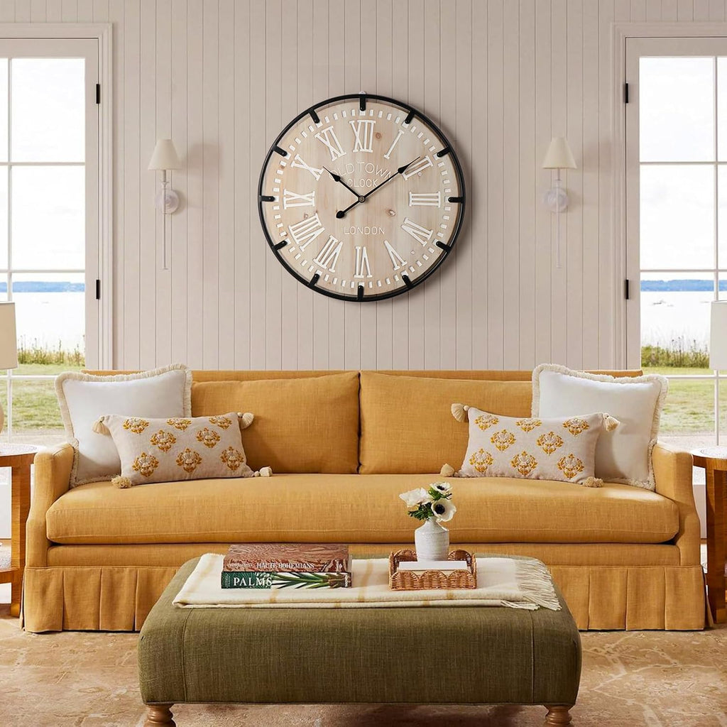 Battery Operated Farmhouse Brown Wall Clock — 24" - View 3