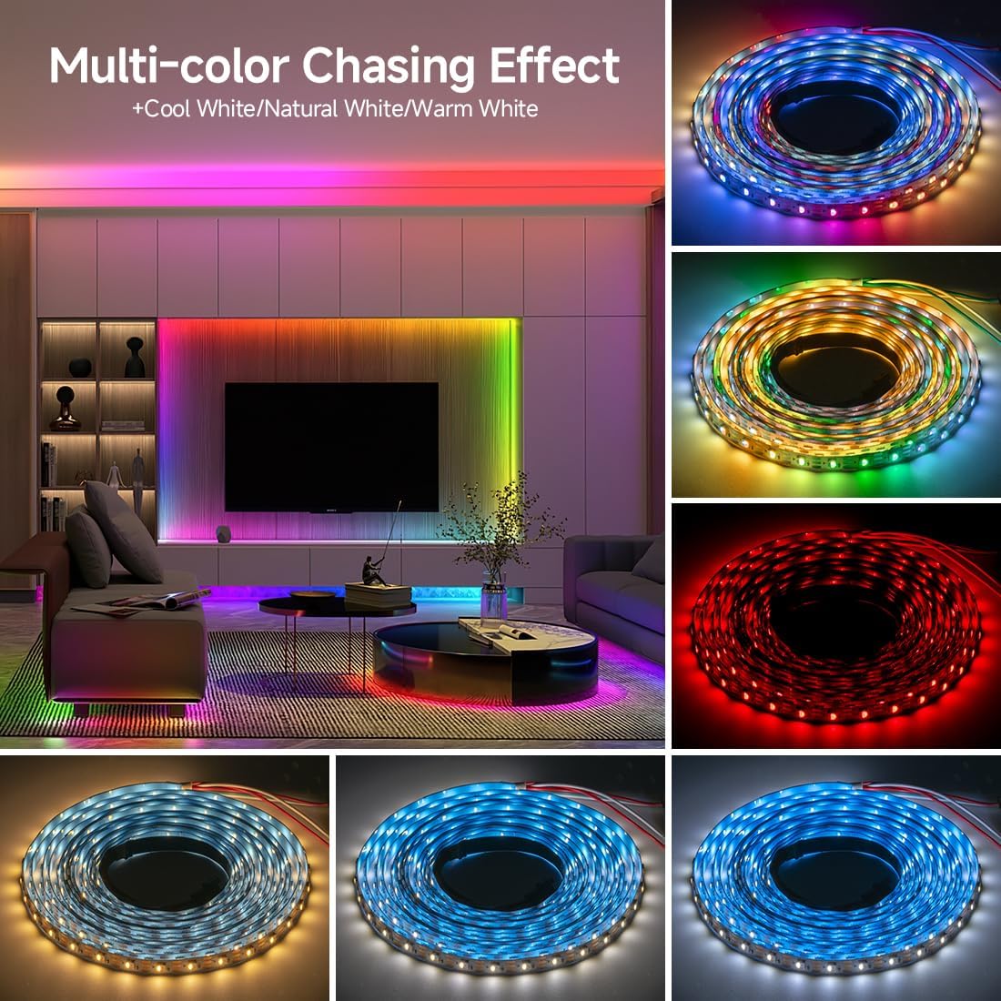 RGB Beige LED Strip Light — 1-Light - View 3