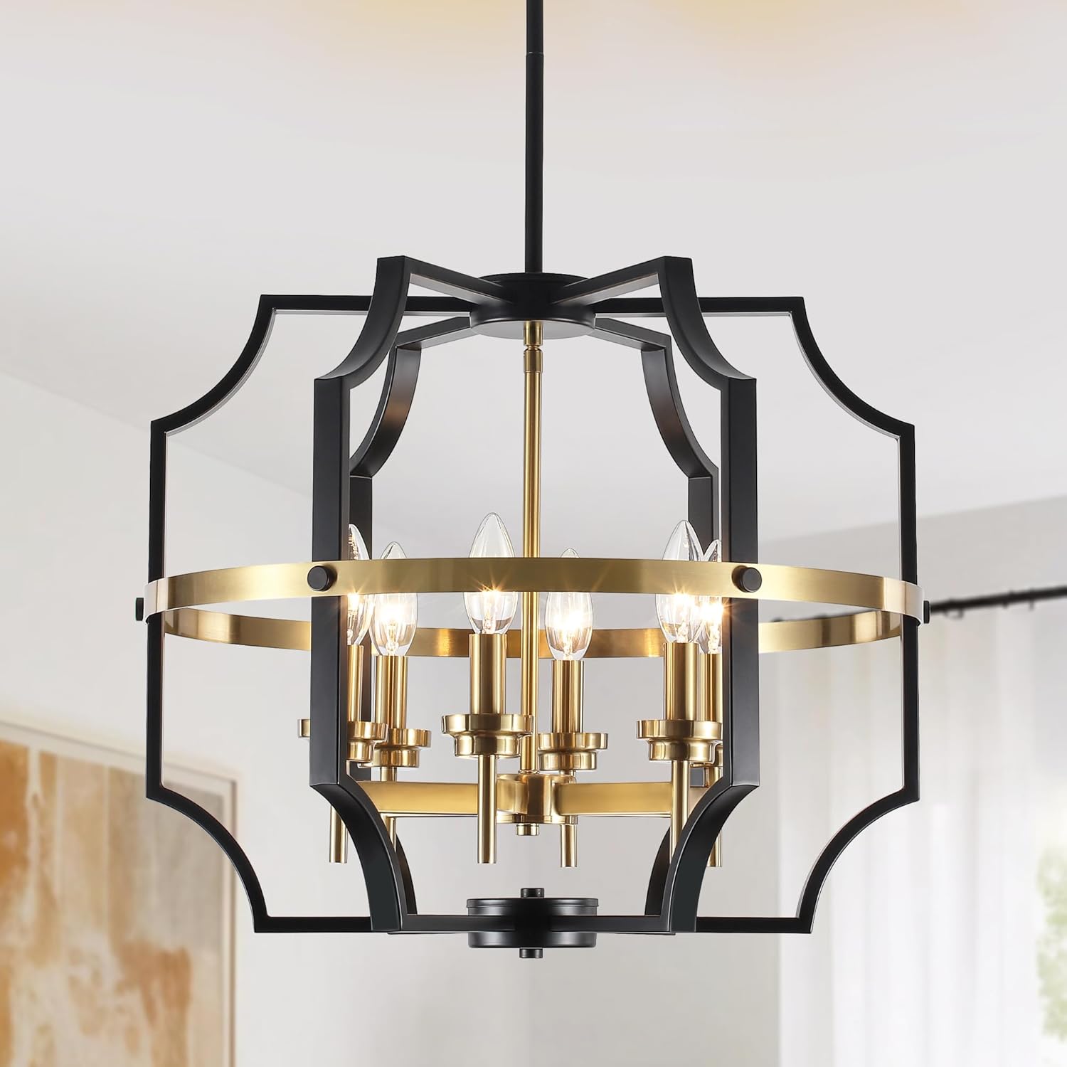 Farmhouse Black Chandelier — 5-Light — 6-Light Black&Gold