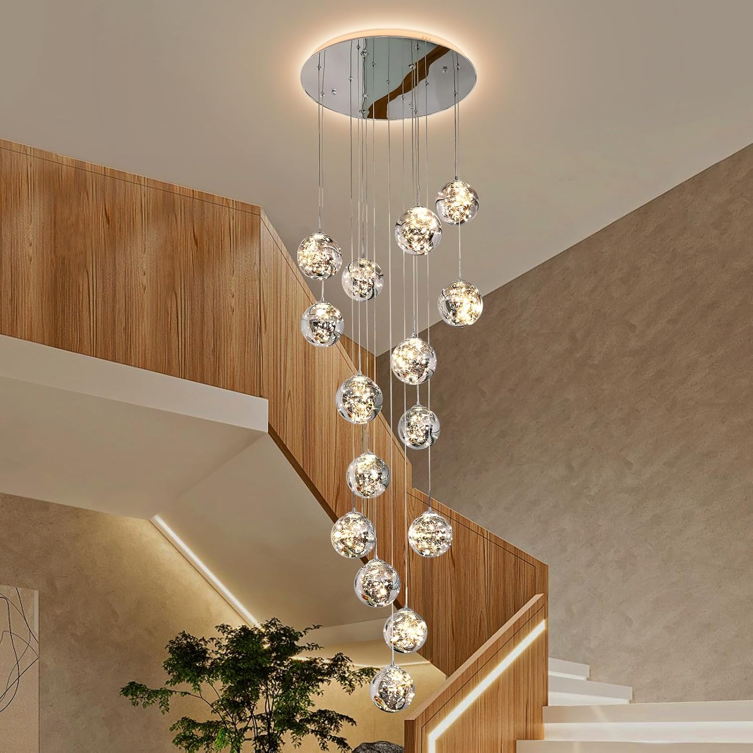 Adjustable Luxe Grey Chandelier — 10-Light — Gray with Chassis Luminous