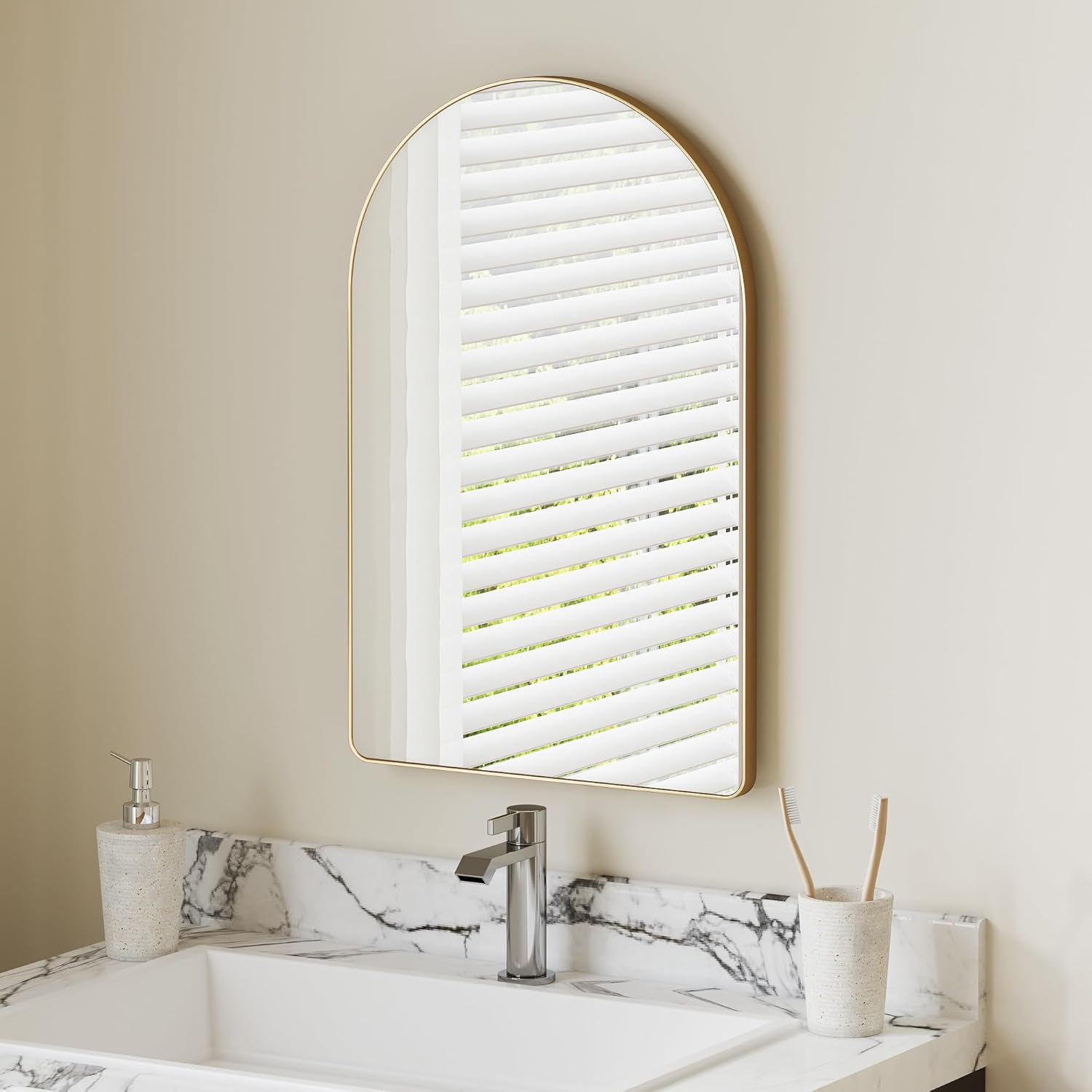 Farmhouse Black Vanity Mirror — 28" — Gold