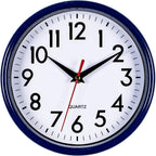 Battery Operated Mid-Century Black Wall Clock — 8" — Navy Blue