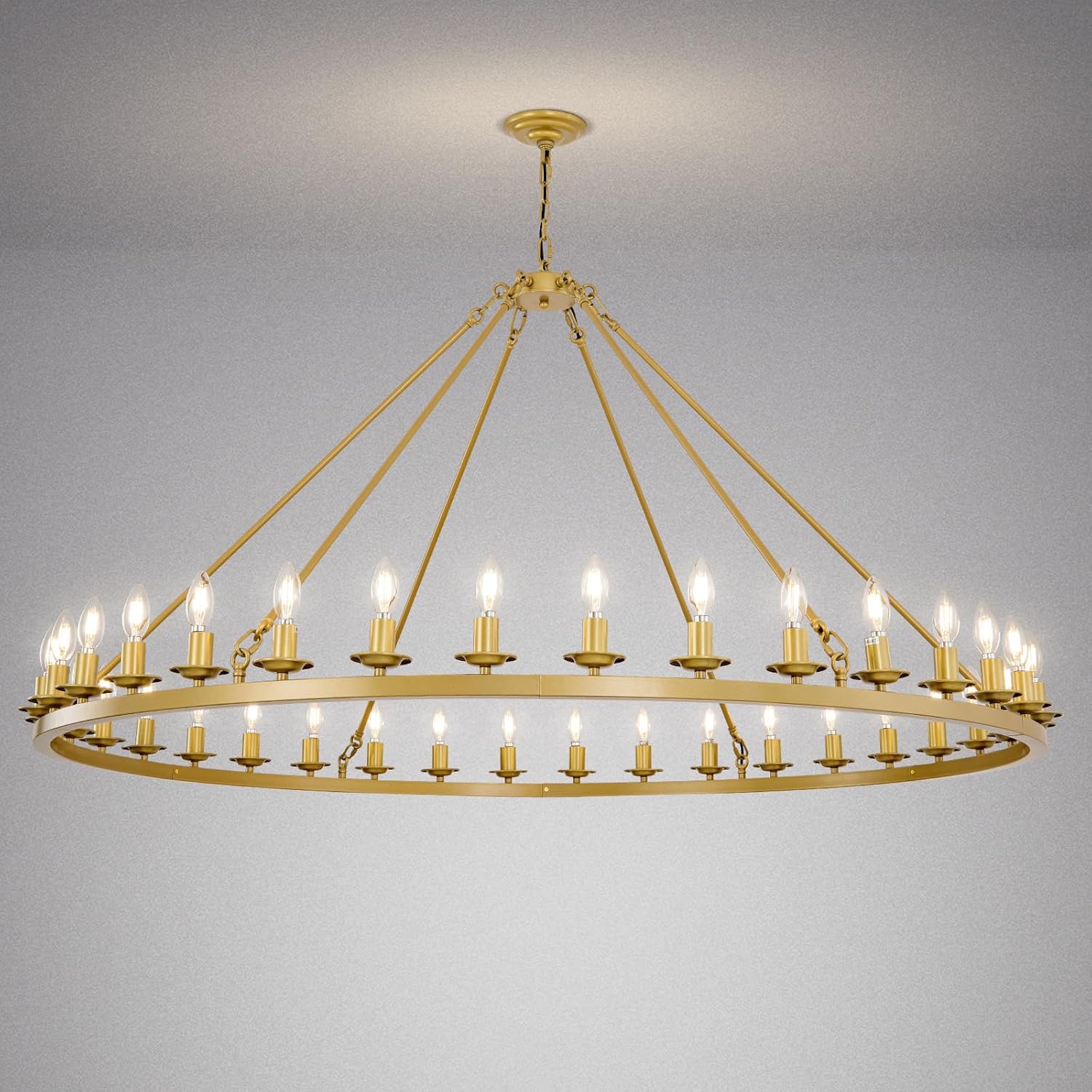 Adjustable Farmhouse Black Chandelier — 6-Light — 36-Light-Round