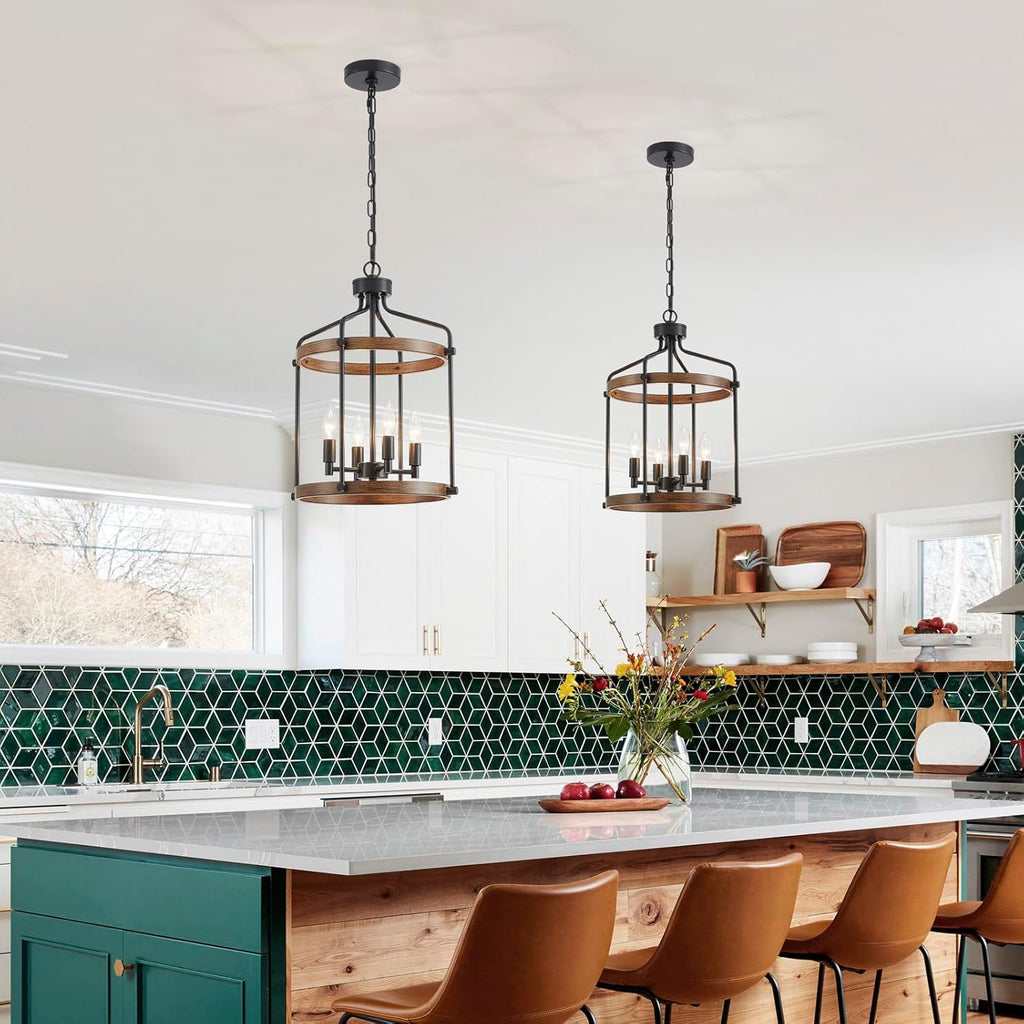 Farmhouse Black Chandelier — 4-Light - View 2