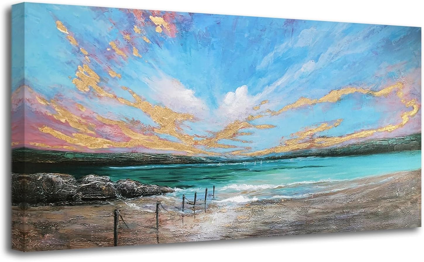 Framed Beige Canvas Wall Art — 40" — 40"L x 20"W