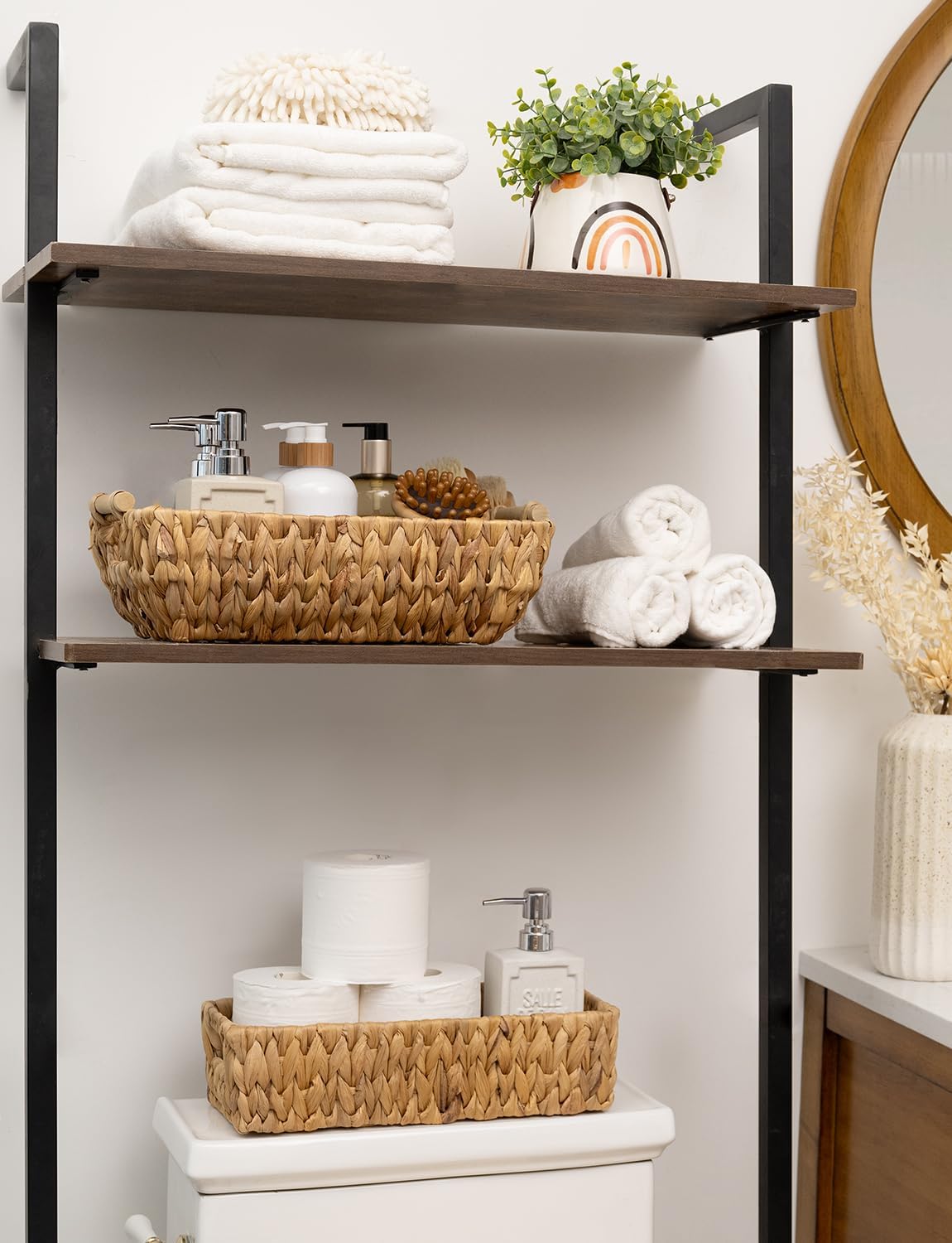 Hand-Woven Boho Beige Storage Basket - View 6