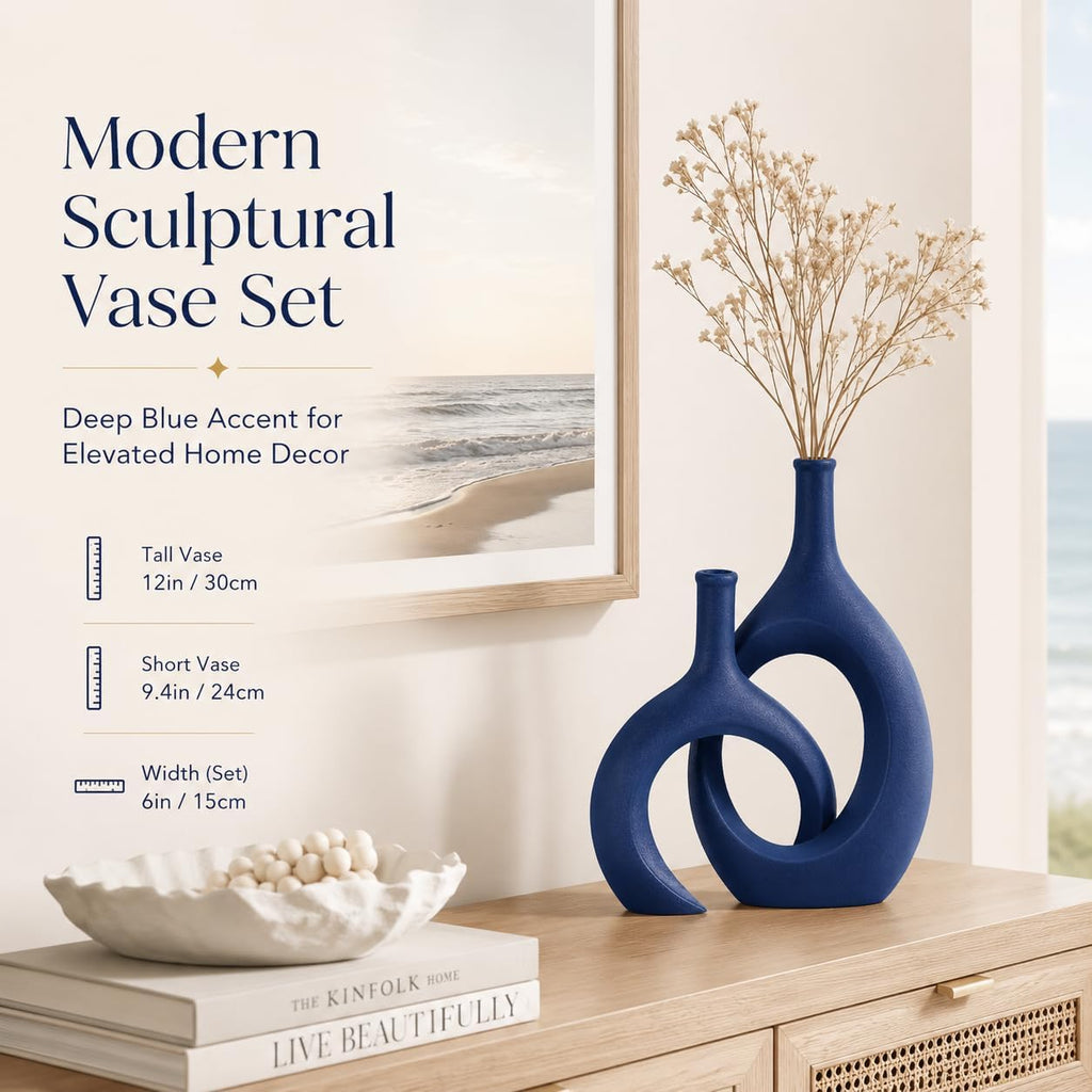 Modern Blue Vase — Set of 2 - View 4